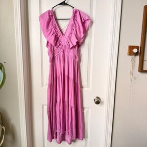 Joie Pink Ruffled Midi Dress